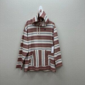 Hurley Stripe OG Hooded Poncho Pullover Beach Hoodie Sweatshirt Mens size XL NEW